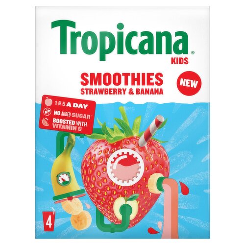 Tropicana Kids Strawberry & Banana Smoothies 4 Pack (150 ml)