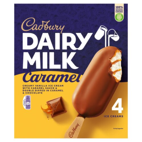 Cadbury Dairy Milk Caramel Ice Cream Stick 4 Pack (90 ml)