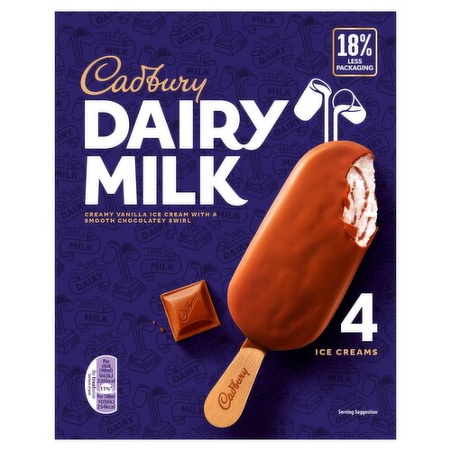 Cadbury Dairy Milk Ice Cream Stick 4 Pack (90 ml)