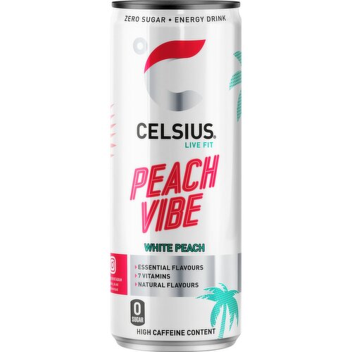 Celsius Peach Vibe White Peach Energy Drink Can (355 ml)