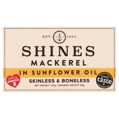 Shines Irish Mackerel Skinless & Boneless in Sunflower Oil (125 g)