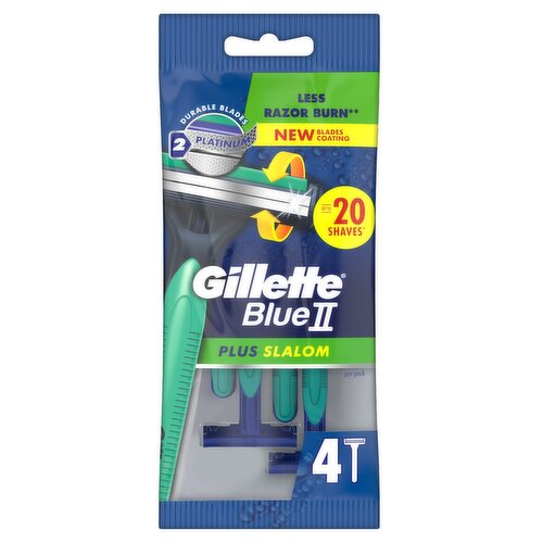 Gillette Blue II Plus Slalom Disposable Razors (4 Piece)