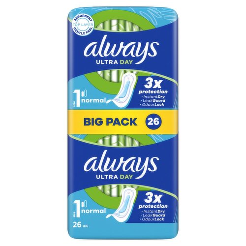 Always Ultra Day Normal Sanitary Towels Big Pack Size 1 (26 Piece)