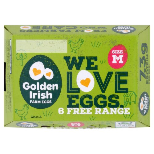 Golden Irish Free Range Medium Eggs (6 Piece)