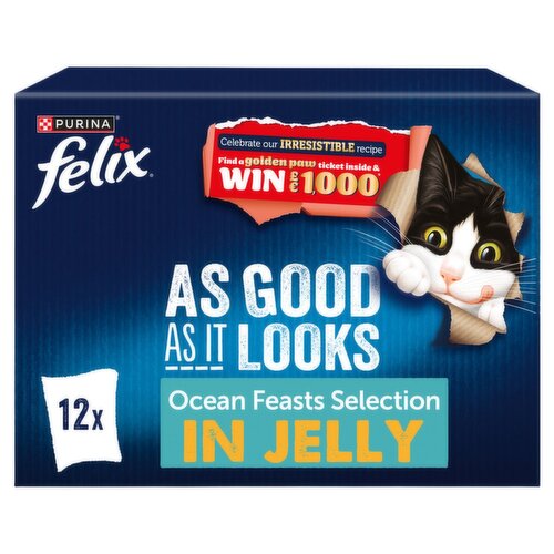 Felix As Good As it Looks Ocean Feasts Selection in Jelly Cat Food 12 Pack (85 g)