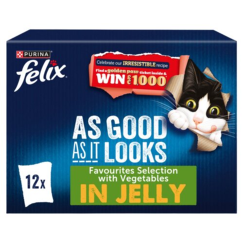 Felix As Good As it Looks Favourites with Vegetables in Jelly Cat Food 12 Pack (85 g)