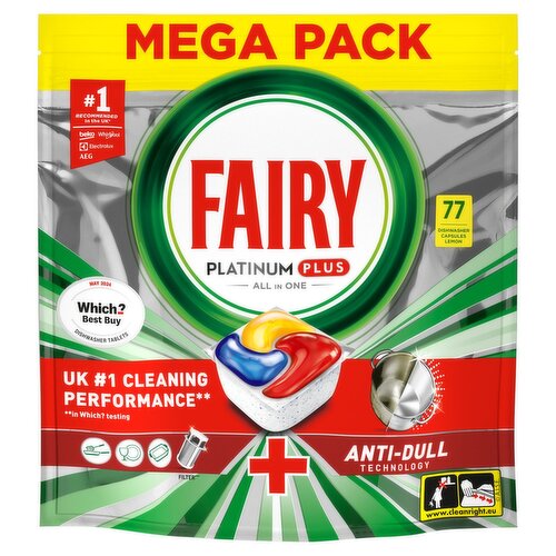 Fairy Platinum Plus Lemon Mega Dishwasher Tablets (77 Piece)