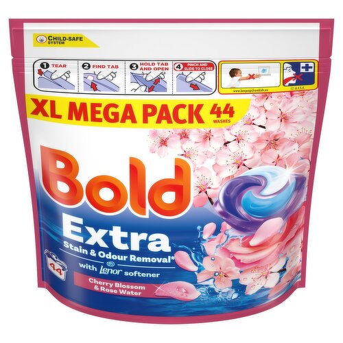 Bold Extra Cherry Blossom & Rose Water Pods 44 Wash XL Mega Pack (44 Piece)