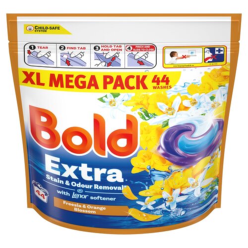 Bold Extra Freesia & Orange Blossom Pods 44 Wash XL Mega Pack (44 Piece)