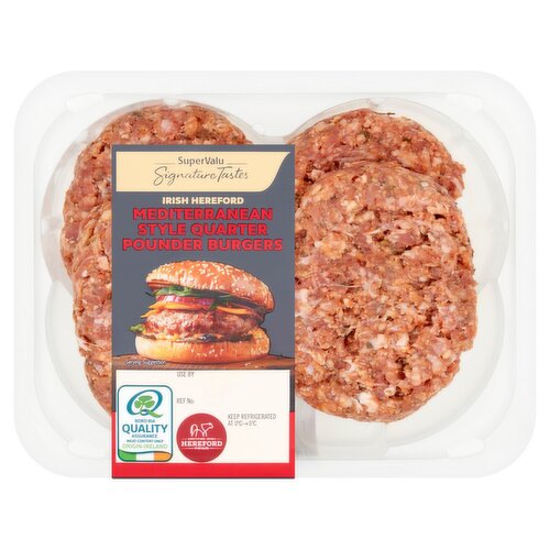 SuperValu Signature Tastes Irish Hereford Mediterranean Quarter Pounder Burgers (454 g)