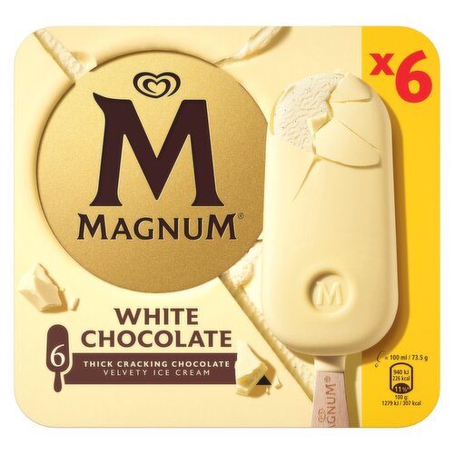 Magnum White Chocolate Ice Cream Stick 6 Pack (100 ml)