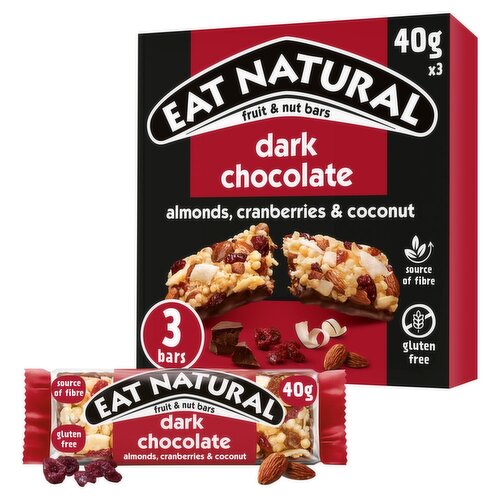 Eat Natural Almond Cranberries Coconut Dark Chocolate Bar 3 Pack (40 g)