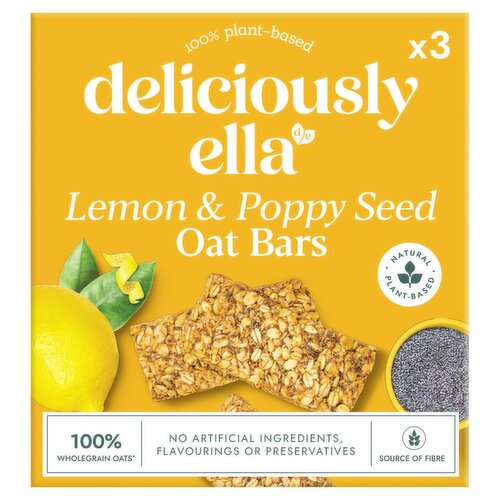 Deliciously Ella Lemon & Poppy Seed Oat Bars 3 Pack (50 g)