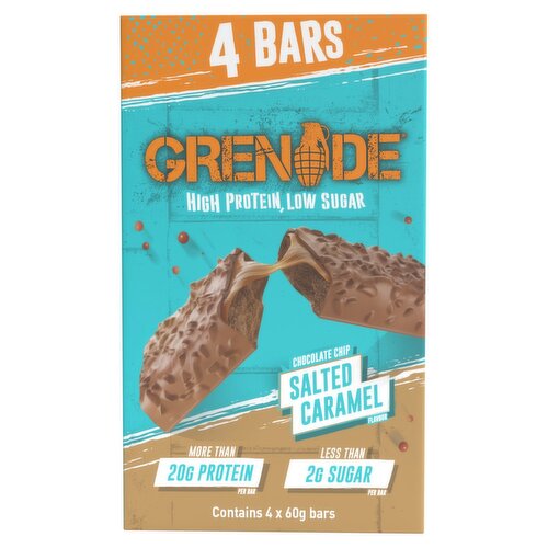 Grenade Chocolate Chip Salted Caramel Protein Bars 4 Pack (60 g)