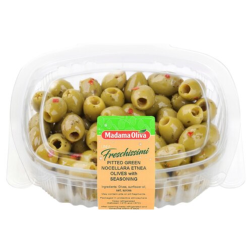 Madama Oliva Pitted Green Nocellara Olives with Seasoning (200 g)