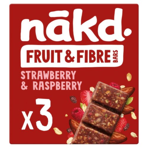 Nakd Strawberry & Raspberry Fruit & Fibre Bar 3 Pack (44 g)