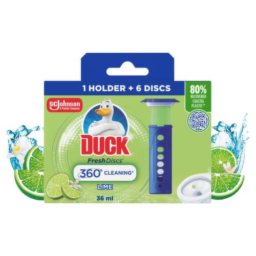 Duck Lime Fresh Holder & 6 Discs Toilet Cleaner (36 ml)