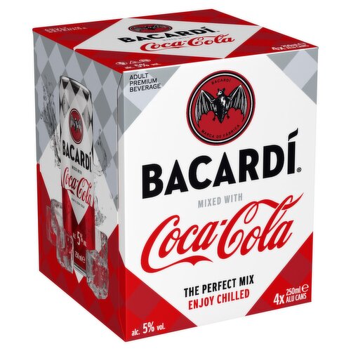 Bacardi & Coca Cola Mixed Can Drink 4 Pack (250 ml)