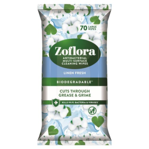 Zoflora Linen Fresh Antibacterial Cleaning Wipes Large (70 Piece)