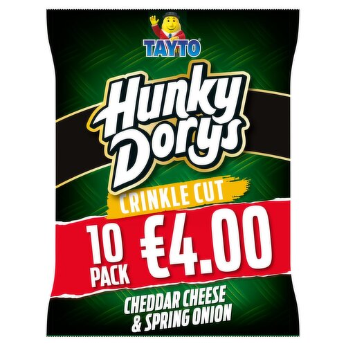 Tayto Hunky Dorys Cheddar Cheese & Spring Onion Crinkle Cut 10 Pack (25 g)
