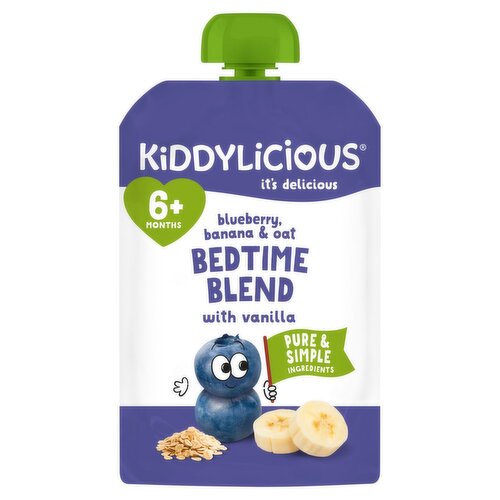 Kiddlylicious Blueberry Banana & Oat Bed Time Blend with Vanilla Pouch 6+Months (100 g)