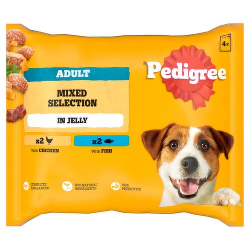 Pedigree Chicken & Fish In Jelly Mixed Selection Dog Food Pouch 4 Pack (100 g)