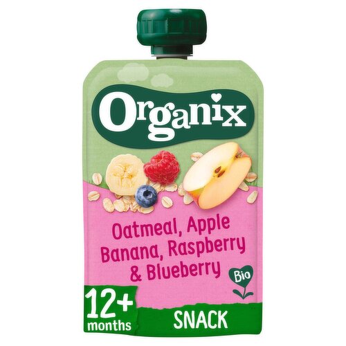 Organix Bio Oatmeal, Apple, Banana, Raspberry & Blueberry Pouch 12+Months (100 g)