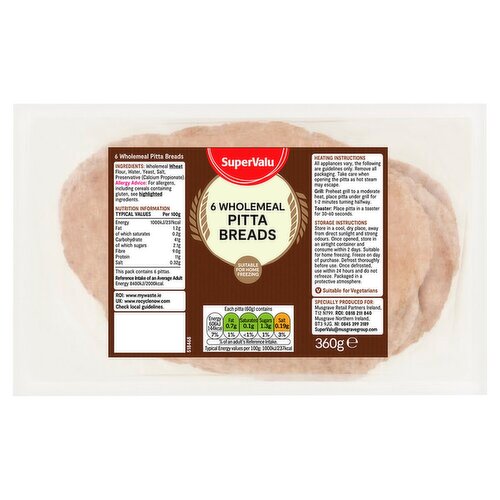 SuperValu Wholemeal Pitta 6 Pack (360 g)