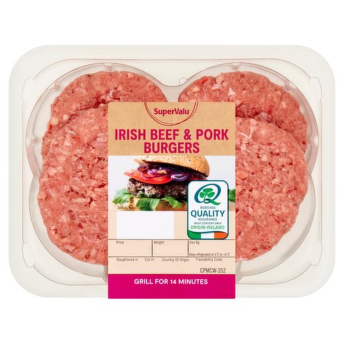 SuperValu Irish Beef & Pork Quarter Pounder Burgers (454 g)