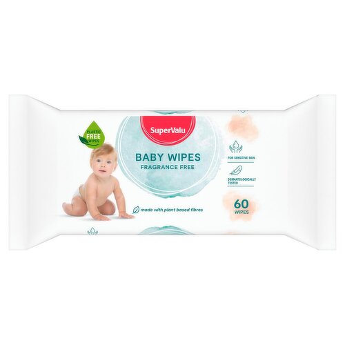 SuperValu Baby Wipes Fragrance Free Plastic Free (60 Piece)