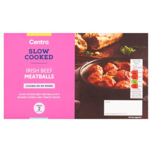 Centra Slow Cooked Irish Beef Meatballs, Smoked Paprika & Tomato Sauce (500 g)