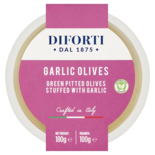 Diforti Green Pitted Olives Stuffed With Garlic (180 g)