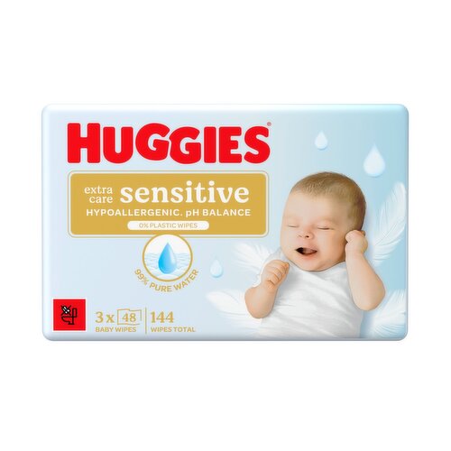 Huggies Pure Extra Care Sensitive Baby Wipes 3 Pack (48 Piece)