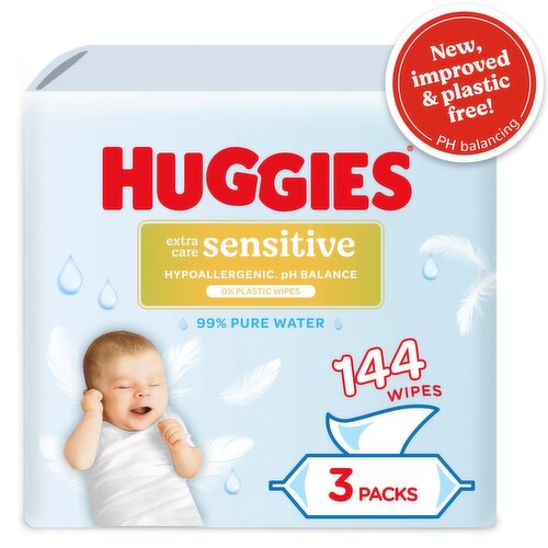 Huggies Pure Extra Care Sensitive Baby Wipes 3 Pack (48 Piece)