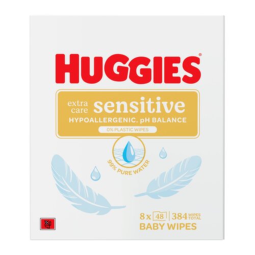 Huggies Pure Extra Care Sensitive Baby Wipes 8 Pack (48 Piece)
