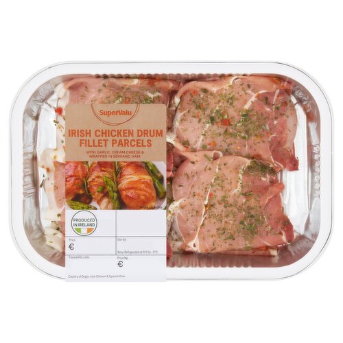 SuperValu Chicken Drum Fillet Parcels with Garlic Cream Cheese in Serrano Ham (400 g)