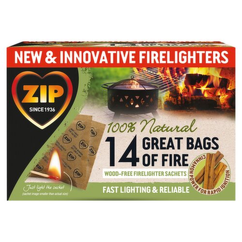 Zip Natural Great Bags of Fire 14 Pack (1 Piece)