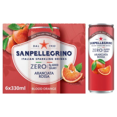 San Pellegrino Blood Orange Zero Sparkling Can 6 Pack (330 ml)