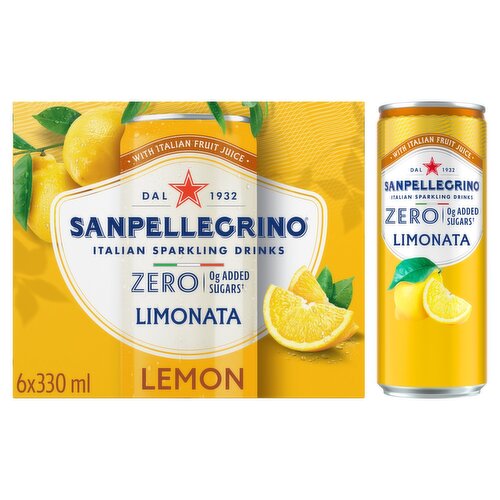 San Pellegrino Lemon Zero Sparkling Can 6 Pack (330 ml)