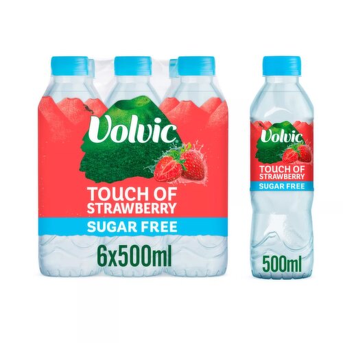 Volvic Touch of Fruit Strawberry Sugar Free Still Water 6 Pack (500 ml)