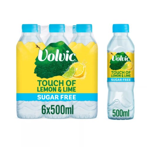 Volvic Touch of Fruit Lemon & Lime Sugar Free Still Water 6 Pack (500 ml)