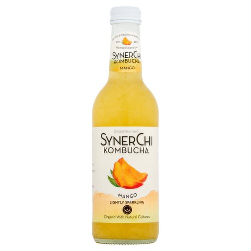 SynerChi Mango Kombucha Lightly Sparkling Drink Bottle (330 ml)