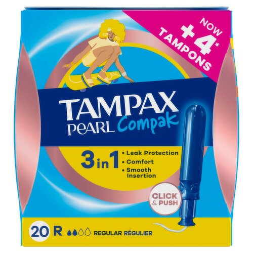 Tampax Pearl Compak Regular Tampons With Applicator (20 Piece)