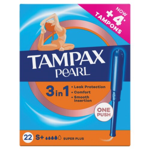 Tampax Pearl Super Plus Tampons With Applicator (22 Piece)