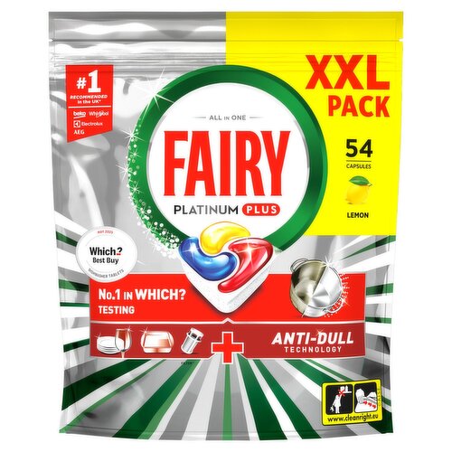 Fairy Platinum Plus Lemon Dishwasher Tablets XXL Pack (54 Piece)