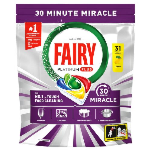 Fairy Platinum Plus 30 Minute Lemon Dishwasher Tablets (31 Piece)