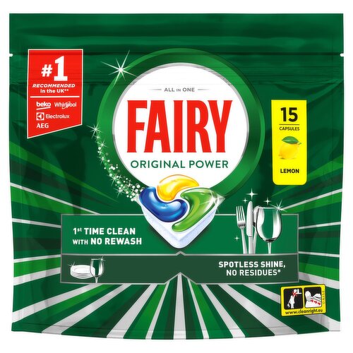 Fairy Original Power All in One Lemon Dishwasher Tablets 15 Capsules (15 Piece)