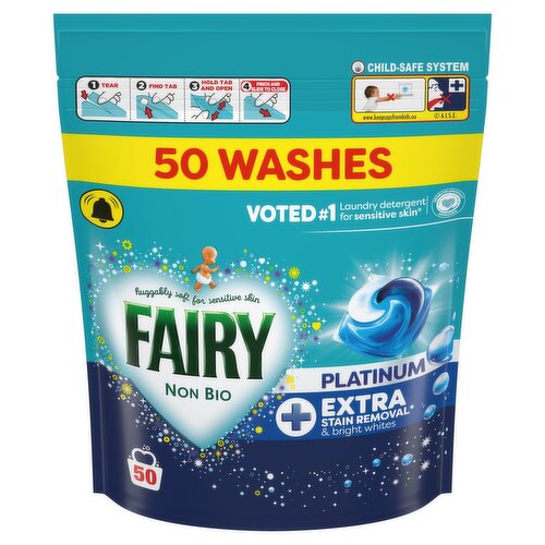 Fairy Non Bio Platinum +Extra Stain Removal Laundry Pods 50 Washes (1.388 kg)