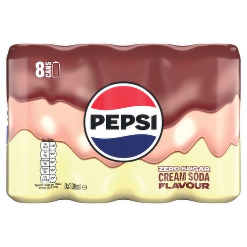 Pepsi Cream Soda Zero Sugar Can 8 Pack (330 ml)