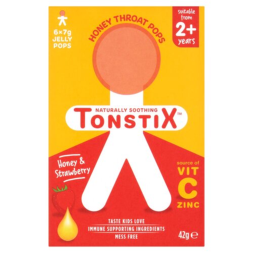 Tonstix Honey & Strawberry Throat Pops 2+Years (6 Piece)